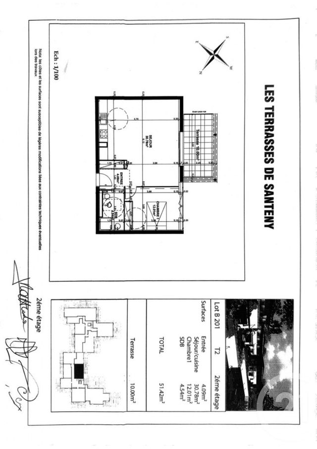 Appartement F2 à vendre - 2 pièces - 52.0 m2 - SANTENY - 94 - ILE-DE-FRANCE - Century 21 Marques Calmettes
